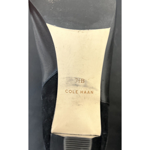 Cole Haan Womens Slip On Block Heel Pointed Toe Booties Black Leather Size 7.5B - Picture 10 of 11